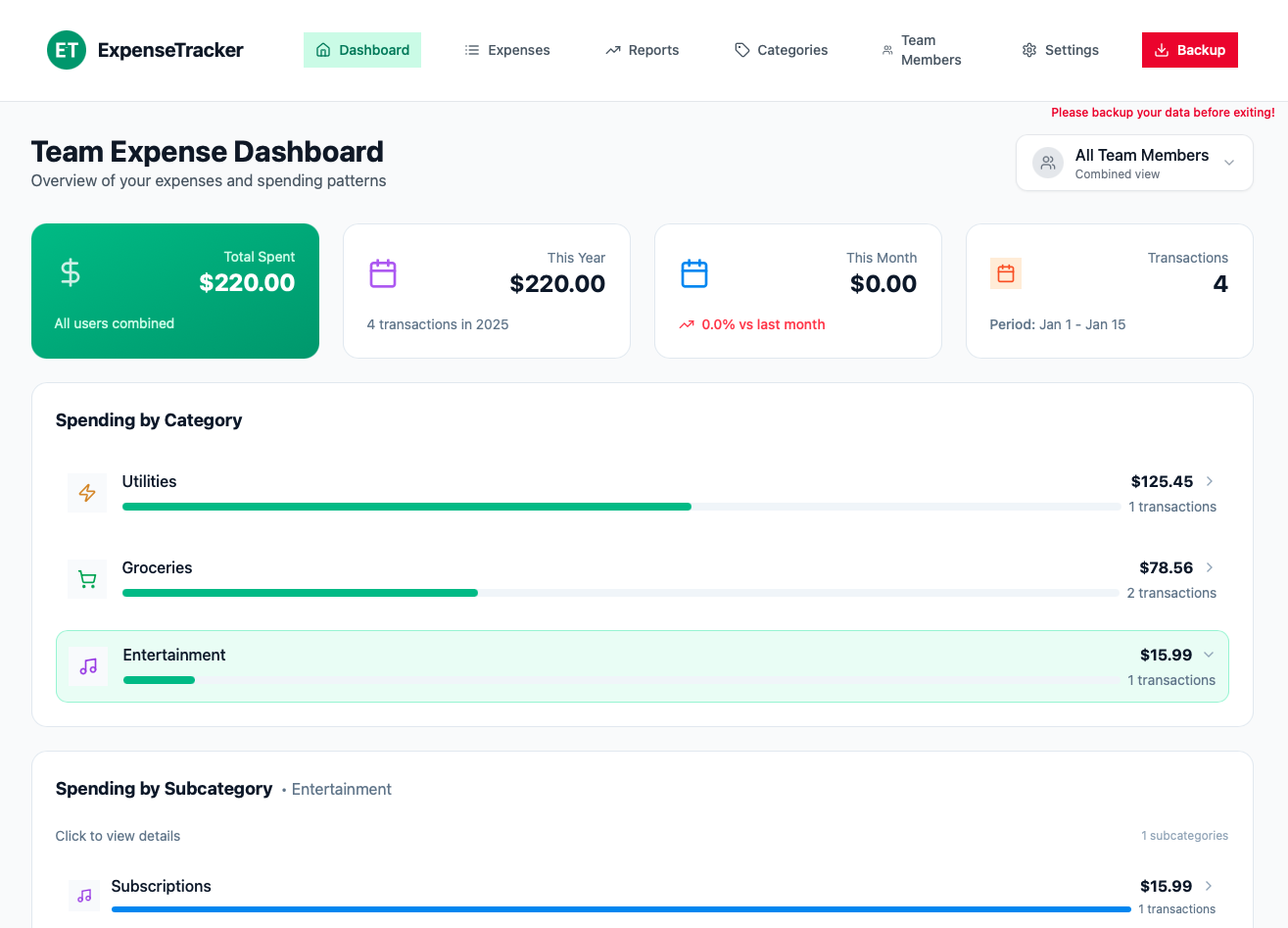ExpenseTracker App Screenshot